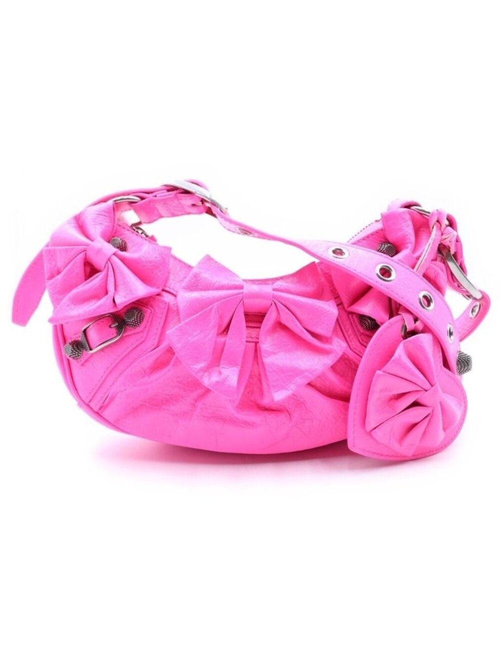 Balenciaga Le Cagole XS Ribbon Shoulder Bag Pink Leather